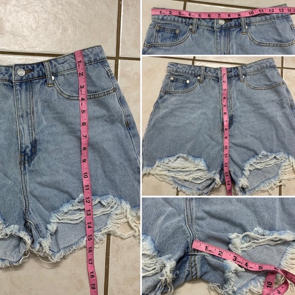 NWT MISSGUIDED Light Blue Extreme Rip Hem High Waist Denim Shorts Sz 6 G1805989 - Picture 14 of 15